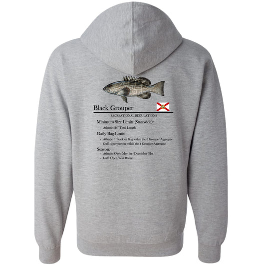 Classic Black Grouper Full-Zip Hooded Sweatshirt