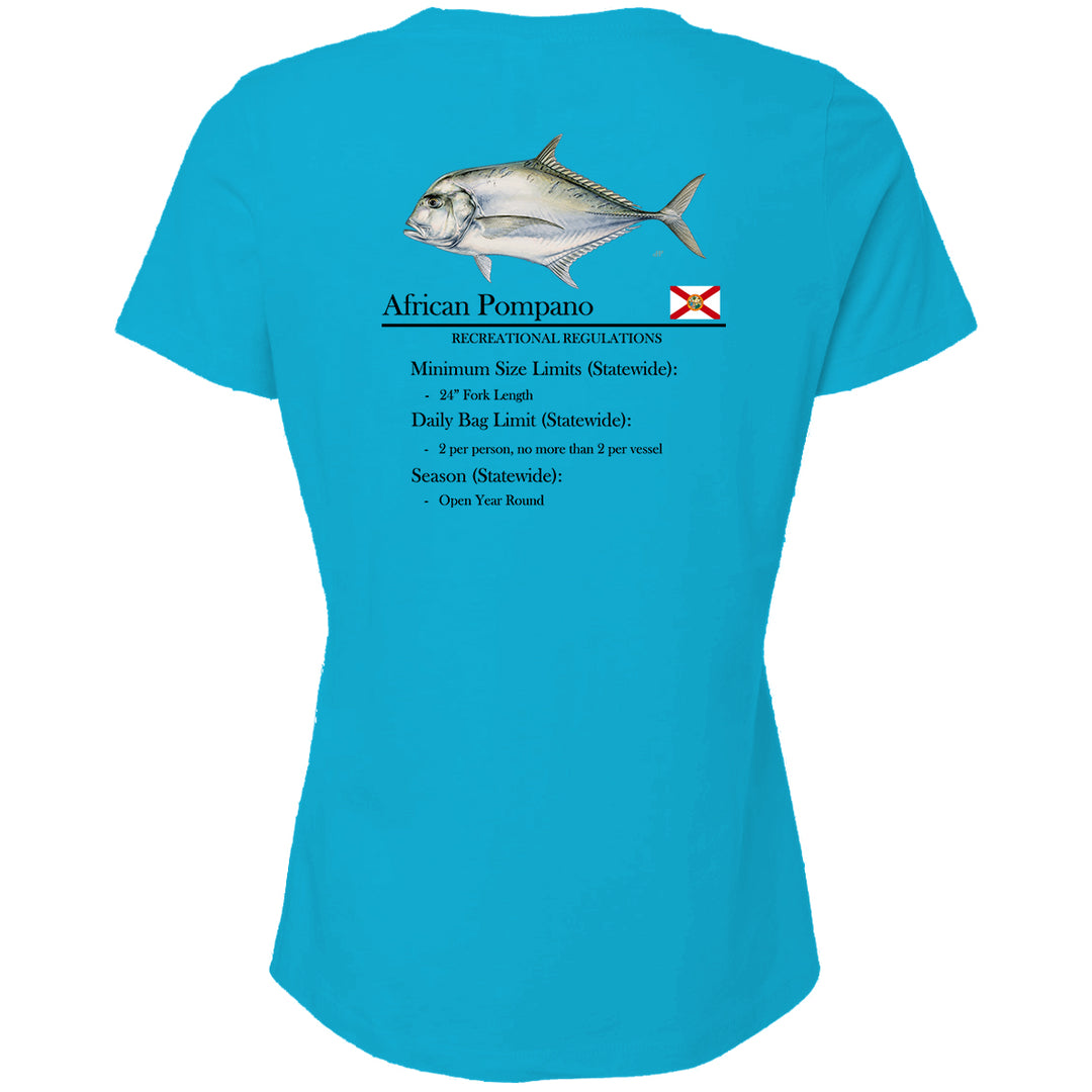 Women's Classic African Pompano Short Sleeve V-Neck T-Shirt