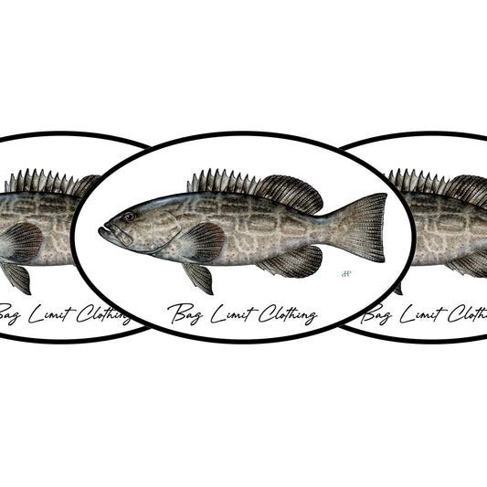 Classic Black Grouper Sticker Pack of 10