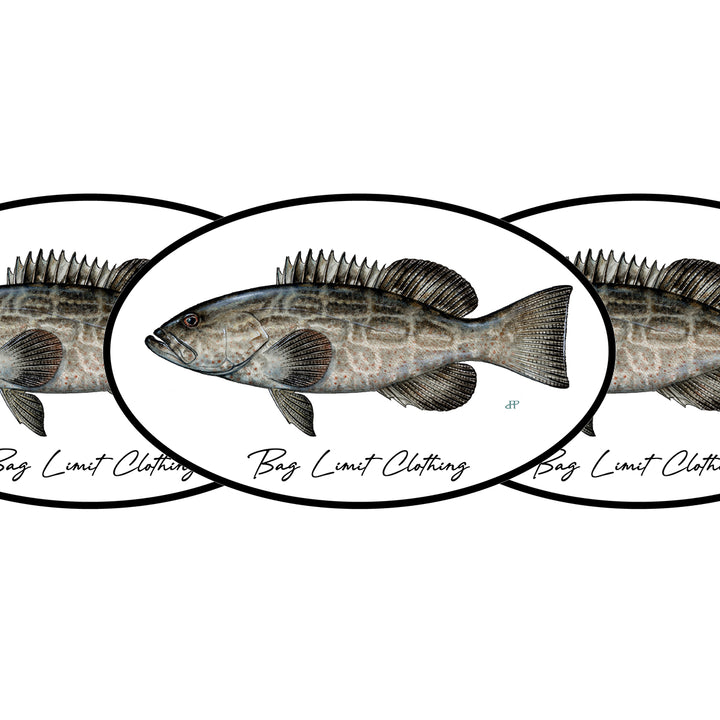 Classic Black Grouper Sticker Pack of 10