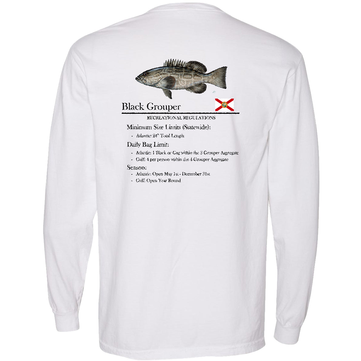 Classic Black Grouper Heavyweight Cotton Long Sleeve Pocket T-Shirt