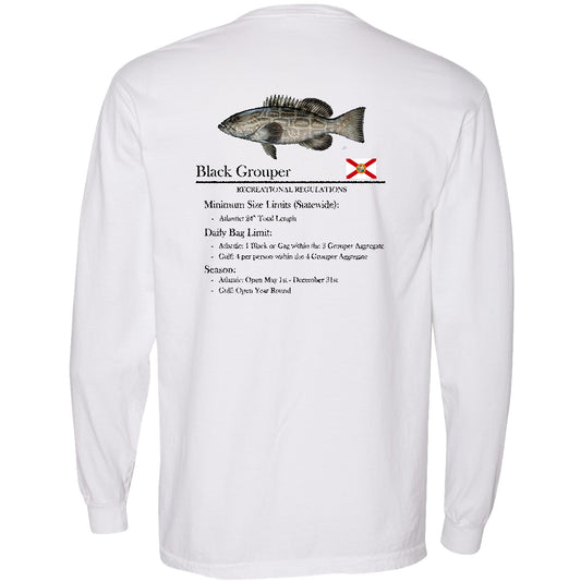 Classic Black Grouper Heavyweight Cotton Long Sleeve Pocket T-Shirt
