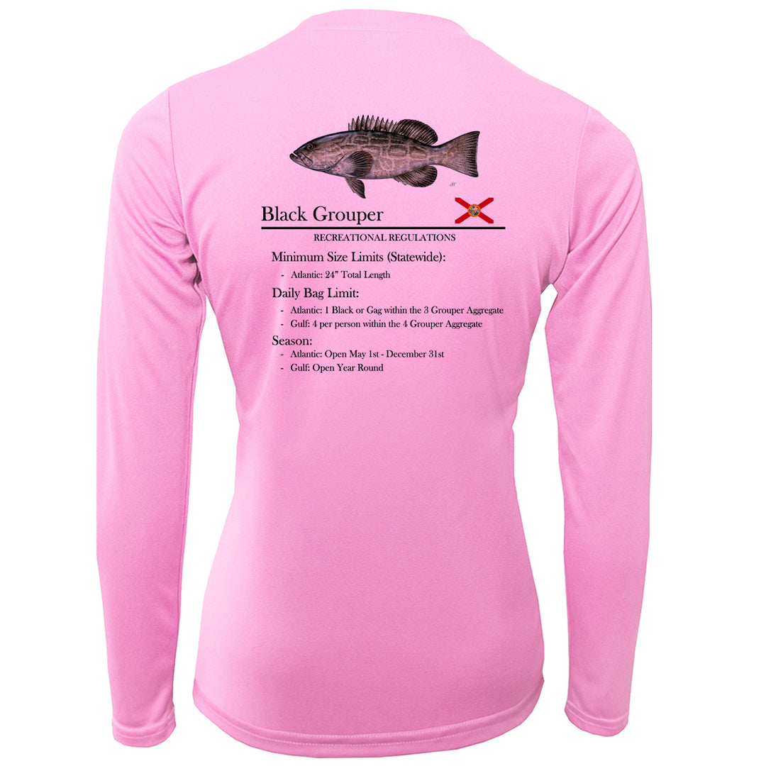 Women's Classic Black Grouper Performance Shirt • Long Sleeve