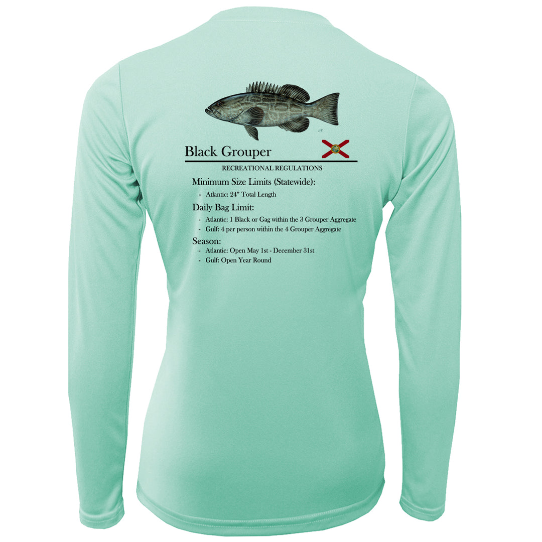 Women's Classic Black Grouper Performance Shirt • Long Sleeve