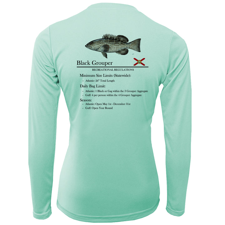 Women's Classic Black Grouper Performance Shirt • Long Sleeve