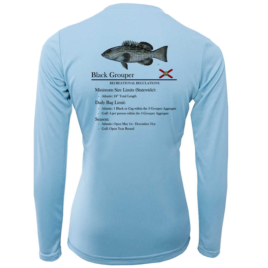 Women's Classic Black Grouper Performance Shirt • Long Sleeve