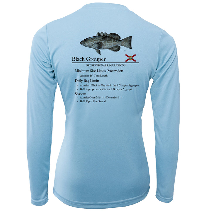 Women's Classic Black Grouper Performance Shirt • Long Sleeve