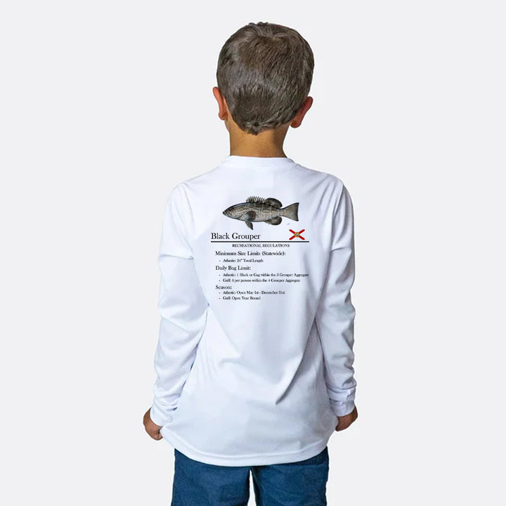 Youth Black Grouper Performance Shirt • Long Sleeve