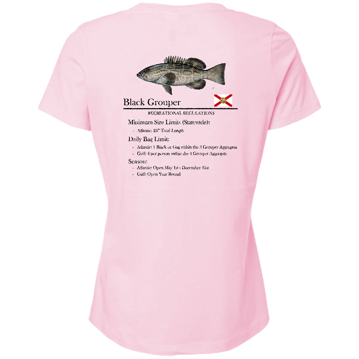 Women's Classic Black Grouper Short Sleeve V-Neck T-Shirt