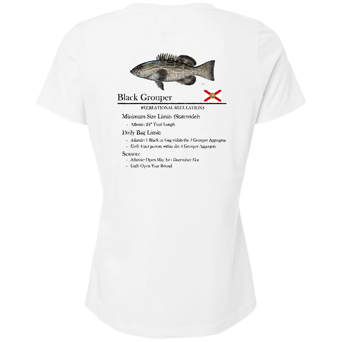 Women's Classic Black Grouper Short Sleeve V-Neck T-Shirt