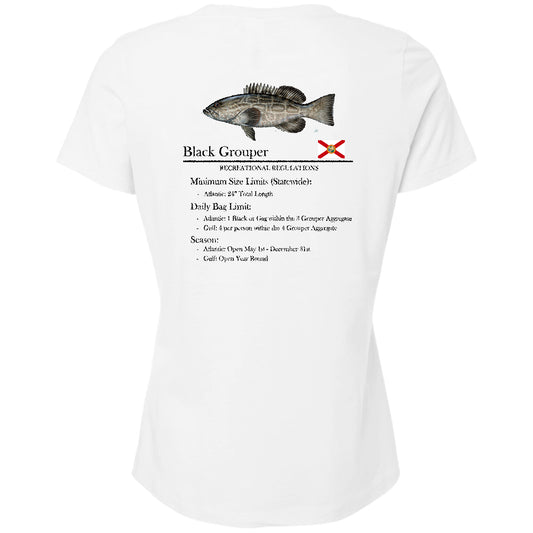 Women's Classic Black Grouper Short Sleeve V-Neck T-Shirt